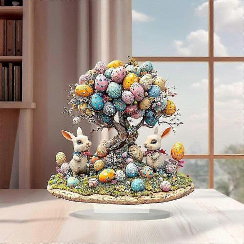 Easter Series Acrylic Desktop Ornaments Egg Bunny Easter Desk Spring Figure Easter Stand Indoor 2