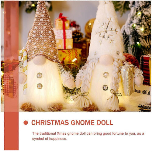 Tabletop Ornament Christmas Gnome Doll Light Emitting Desktop Decor Multi 30X10X10CM 1Pack 2