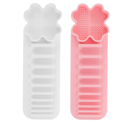 Makeup Brush Holder Silicone for Storage 2Pcs Suction Cup Drying Organizer 2