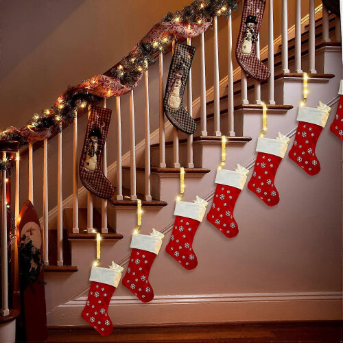 8 Set Stocking Holder Mantle String Fairy Lights Battery No Slip Hanger Hooks LED String Lights Chri 2