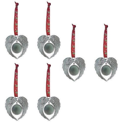 Silver Alloy Heart Shape Pendant for Xmas Tree Hanging 6Pcs Ornaments 2