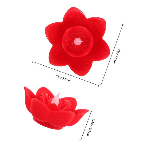 LED Electronic Lotus Candle Lamp Flameless Lighting Use 2Pcs Red 1
