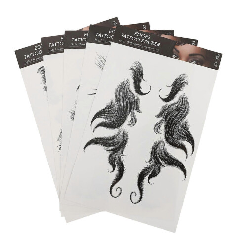 Black Tattoo Stickers Hair Edges for Decor 5 Sheets 2