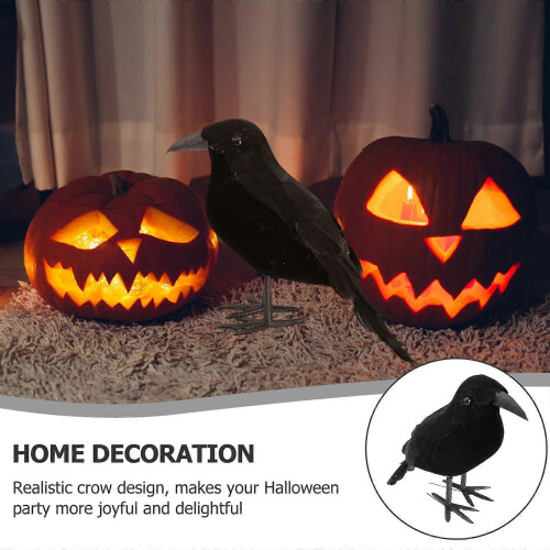 Black Halloween Crow Prop Simulation Crow Ornaments for Decor 4Pcs 2
