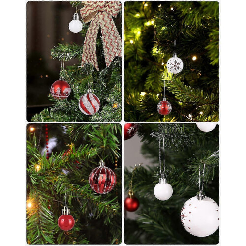 Christmas baubles collection 42 pieces red white decorations 1