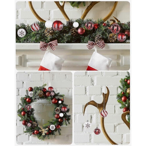 Christmas baubles collection 42 pieces red white decorations 2