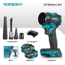 YOFIDRA 2-in-1 Elektro-Luftgebläse und Sauger, 1200W, 80000 U/min, Turbolüfter, 2xAkku-Set