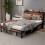 Double Bed Frame with Wooden Storage Shelf Headboard,No Box Spring Needed 2