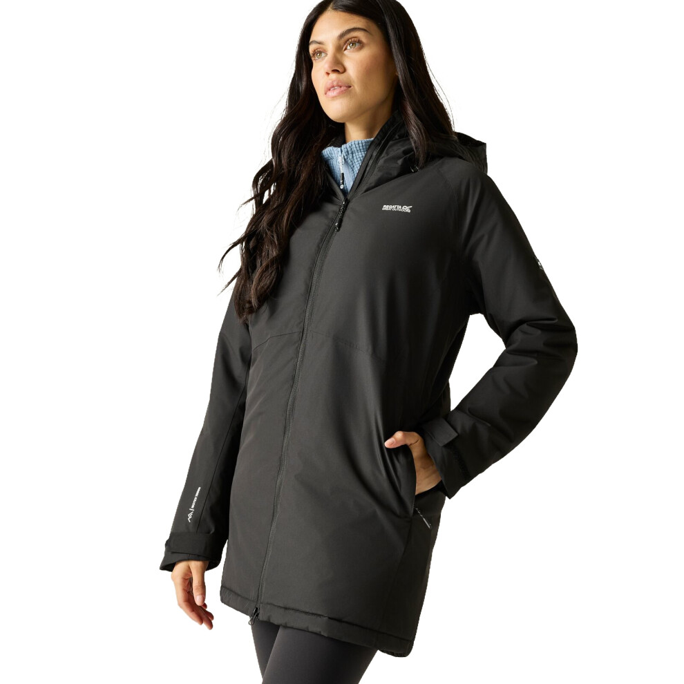 Regatta Women's Black Waterproof Hooded Mabrie Insulated Jacket In | Size: 8 - Image 8