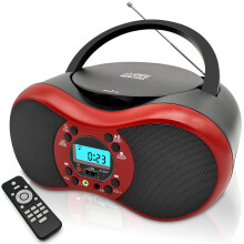 Portable CD Player Boombox with Bluetooth, FM Radio, USB & AUX Input, Dual Stereo Speakers, Remote Control, AC/Battery Powered, Support CD/CD-R/RW