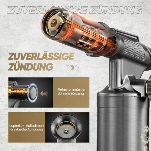 Saker Professional Butane Torch - 1440C Adjustable Kitchen Blow Torch 1