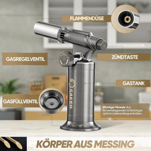 Saker Professional Butane Torch - 1440C Adjustable Kitchen Blow Torch 2