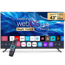 Antteq 43 Inch Smart 4K TV, WebOS UHD TV MagiQ 43" with ThinQ AI, Voice Magic Remote, Airplay, Apple TV+, Netflix, Freeview, YouTube, WIFI, Black