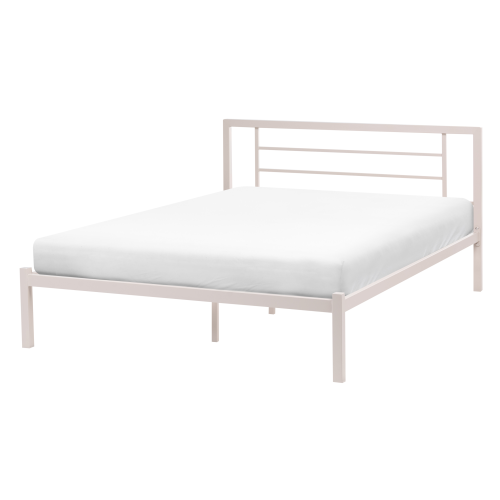 Beliani Bed Metal CUSSET 140 x 200 cm (EU Double) Light Beige