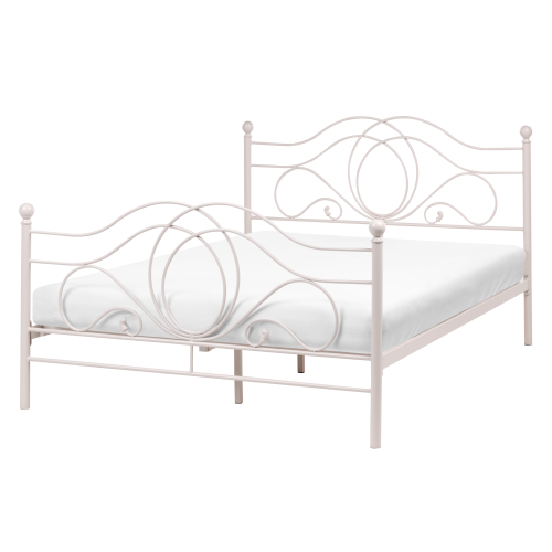 Beliani Bed Metal LYRA 140 x 200 cm (EU Double) Light Beige
