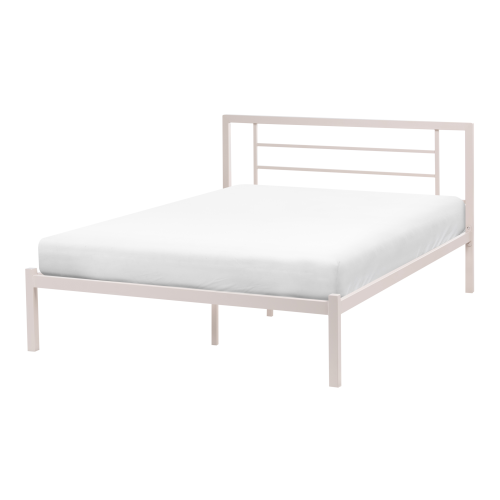 Beliani Bed Metal CUSSET 120 x 200 cm (EU Small Double) Light Beige