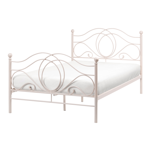 Beliani Bed Metal LYRA 120 x 200 cm (EU Small Double) Light Beige