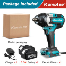 Kamolee elektrische slagmoersleutel, 1800 N.M, DTW700, 1/2 inch, borstelloos, 2x5.0Ah accu, voor Makita 18V