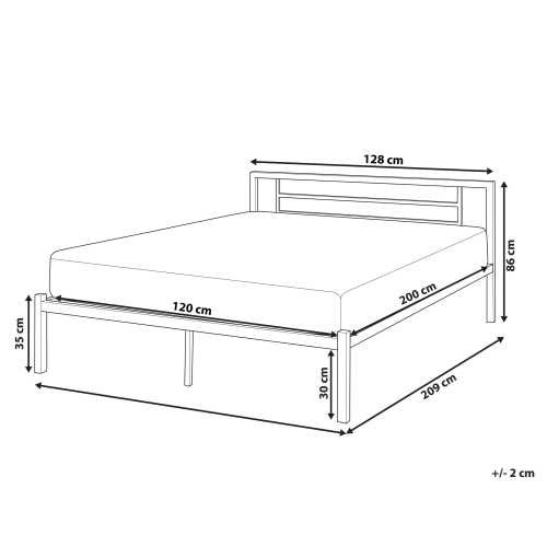 Beliani Bed Metal CUSSET 120 x 200 cm (EU Small Double) Light Beige 2