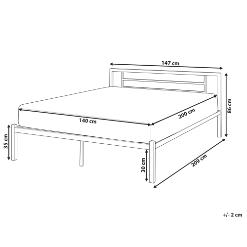 Beliani Bed Metal CUSSET 140 x 200 cm (EU Double) Light Beige 2