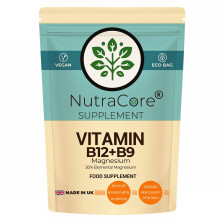 (90 Caps) Vitamin B12 5000mcg + B9 Folate | Magnesium Glycinate | NutraCore