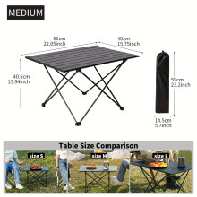 Klapptisch, Aluminium, quadratisch, verstellbare Höhe, mit Aufbewahrungstasche für Picknick und Camping