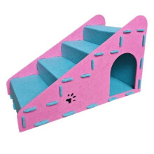 Cat Climbing Ladder with Cat Nest and Scratching Post Non-Slip Cat Steps Suitable for Bed Sofa Indoor Cat Ramp B