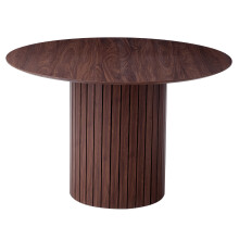 Eettafel, rond, 120 cm diameter, massief hout met metalen poten, voor woonkamer en keuken