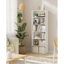 VASAGLE Bücherregal, 6 Ebenen, 24 x 60 x 178,5 cm, Weiß, Holzspanplatte, für Wohnzimmer