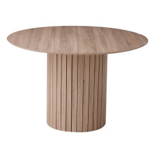 Noordse ronde eettafel, 120 cm diameter, massief hout met metalen poten, voor woonkamer en keuken