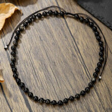 (Style L) Mens Boho Hippie Necklace Vintage Coconut Shell Turquoise Wood Bead Choker