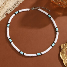 (Style W) Mens Boho Hippie Necklace Vintage Coconut Shell Turquoise Wood Bead Choker