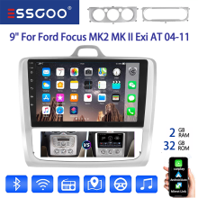 ESSGOO Autoradio, 9 Zoll Android 14 Touchscreen, Wireless CarPlay, Android Auto, GPS Navi, für Ford Focus MK2 2004–2011