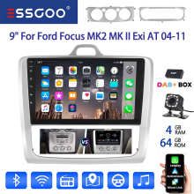 ESSGOO Autoradio, 9 Zoll Android 14 Touchscreen, 4-64G DAB 12CAM Quad-Core, für Ford Focus MK2 2004–2011