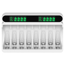 Caricabatterie Rapido A 8 Slot per Batterie Ricaricabili Ni-MH da 1,2 V con Display LCD, Custodia di Ricarica per Batterie con Spina GB.