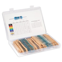 Kit de 1000 Resistencias, 25 Valores de 1/4 W 1% de Película Metálica, 1 Ω-1 MΩ, 25 Valores de 1 Ω A 1 MΩ, 40 de Cada , con Cables para Placa de