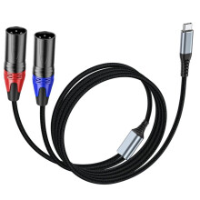Type-C to Dual 3-Pin XLR Aux Audio Cable Built in DAC Chipset USB C to Dual XLR Audio Cable for Speaker, Amplifier(1m)