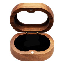 Petite Boîte à Bagues Ovale en Bois de Noyer pour 2 Bagues, Porte-Alliances de Fiançailles et de Mariage