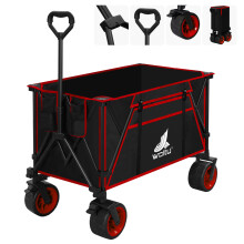 WOLTU Chariot pliable, Rouge, Cadre acier, Capacité 240L et 120kg, Pour extérieur et camping