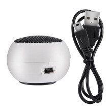 Haut-Parleur Portable de avec Batterie Intégrée, Sortie Jack 3,5 mm, pour Téléphone Portable, MP3 et PC (Blanc)
