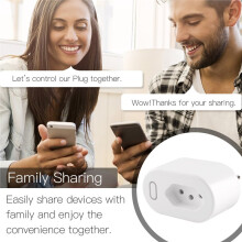 Tuya WiFi Plug 10A Gniazdo z Licznikiem Energii w Czasie Rzeczywistym, Bezprzewodowy Zdalnego Sterowania Głosowego do Inteligentnego Domu