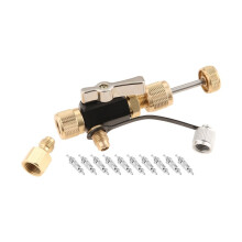 HVAC Valve Core Tool Kit: 1/4" & 5/16" Dual Port, 20 Microns Vacuum, for R32 R410A R22 R407 Refrigerant Systems