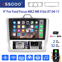 ESSGOO Autoradio, 9 Zoll Touchscreen Android 14, 2-32G DAB, Quad-Core, für Ford Focus MK2 2004–2011