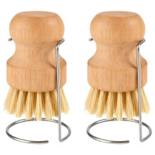 2Pcs Fiber Pot Scrubber Brushes with Quick-Dry Stand, for Stubborn Pans & Kitchen Cleaning Vegetable Brush