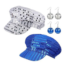 Sequin Disco Hat 70s Glitter Cap Party Headwear for Disco Costume, Dance, Festival & Club Outfits A