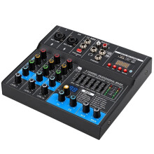 Mixer Audio Professionale Portatile A 4 Canali per Palcoscenico, Conferenze, Studio di Registrazione Domestico, Colore Nero