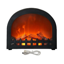 Lanterne de Cheminée LED Sans Flamme avec Effet Flamme Simulée, Lampe Décorative de Table, Ornement de Cheminée pour une Décoration Intérieure
