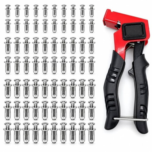 Button Rivet Locking Nuts Set with Install Tool for Wall Anchor Machine Hollow Wall Cavity Anchor Gypsum