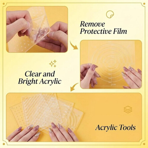 Conjunto de 5 Estênceis de Acrílico para Bordado, Perfeitos para Quilting e Marcação de Tecidos.