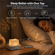 Réveil à Touches avec Mode Veille, Bruit Blanc, Double Alarme et Fonction Snooze, Veilleuse Intégrée